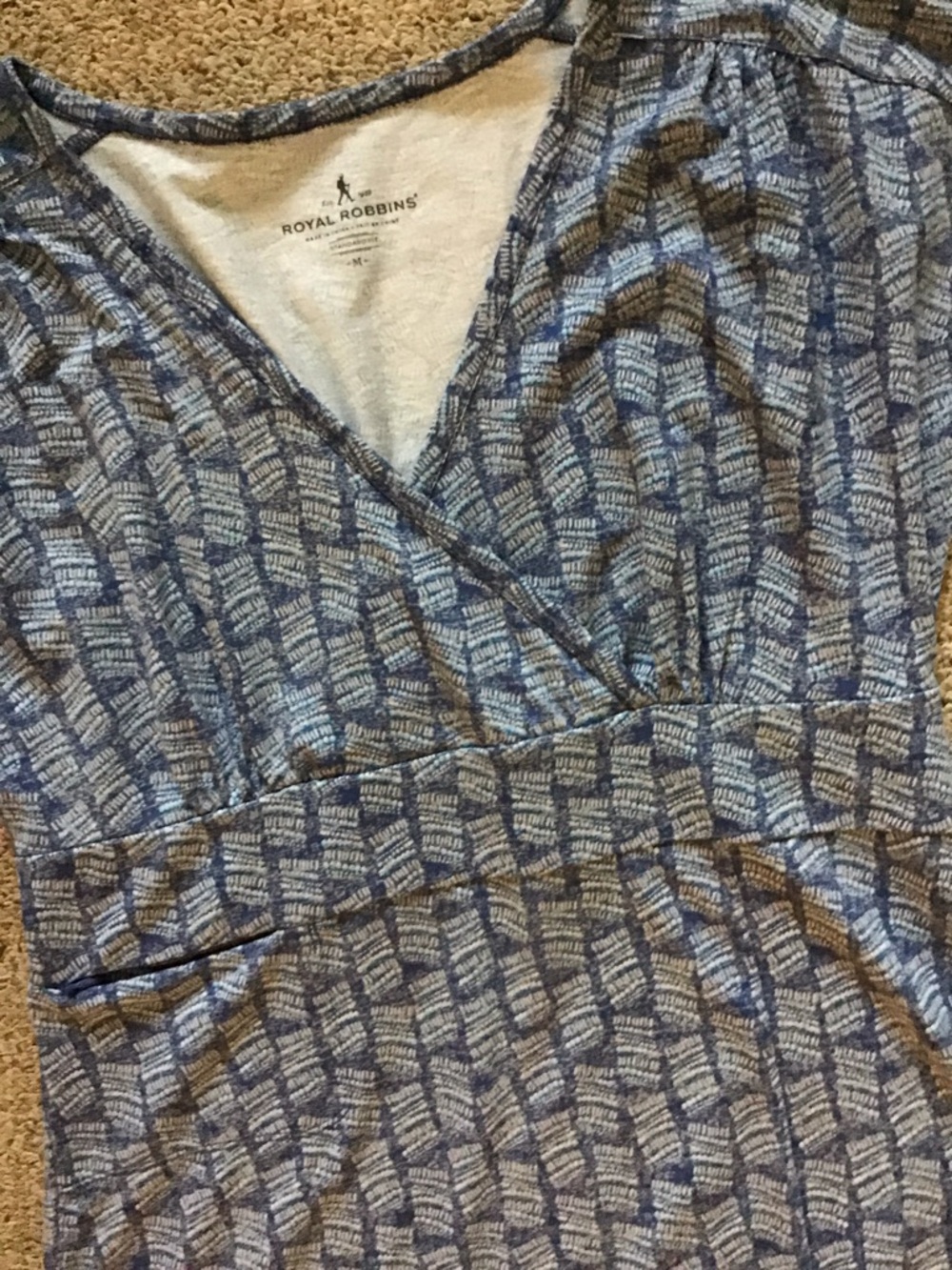 Royal Robbins Blue Geometric Wrap-Style Dress